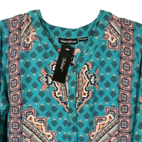NWT Tolani Collection  small Geneva Teal tunic vneck - Picture 11 of 16